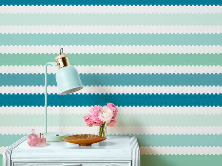 Allan Stripe  Wallpaper by Barbie™ - Teal   Aqua on Sale