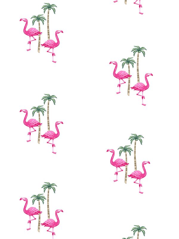 Barbie™ Land Flamingo Palm  Wallpaper by Barbie™ - 219 Pink on White For Cheap