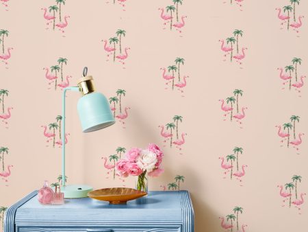 Barbie™ Land Flamingo Palm  Wallpaper by Barbie™ - Peach Sale