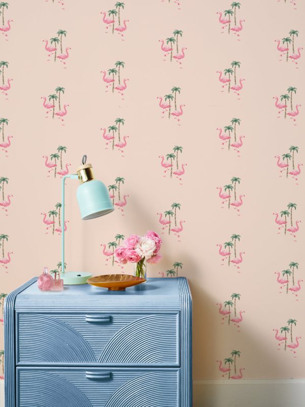 Barbie™ Land Flamingo Palm  Wallpaper by Barbie™ - Peach Sale