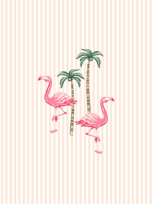 Barbie™ Land Flamingo Pinstripe  Wallpaper by Barbie™ - Peach Fashion