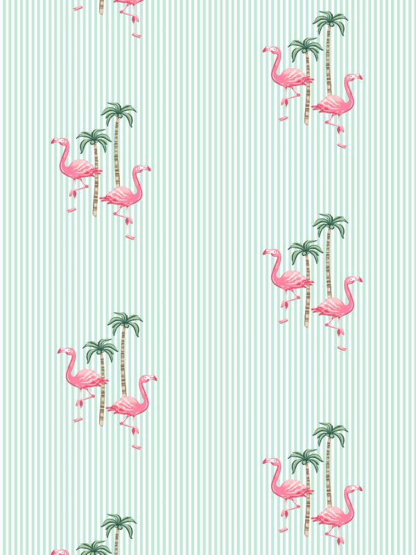 Barbie™ Land Flamingo Pinstripe  Wallpaper by Barbie™ - Mint Supply