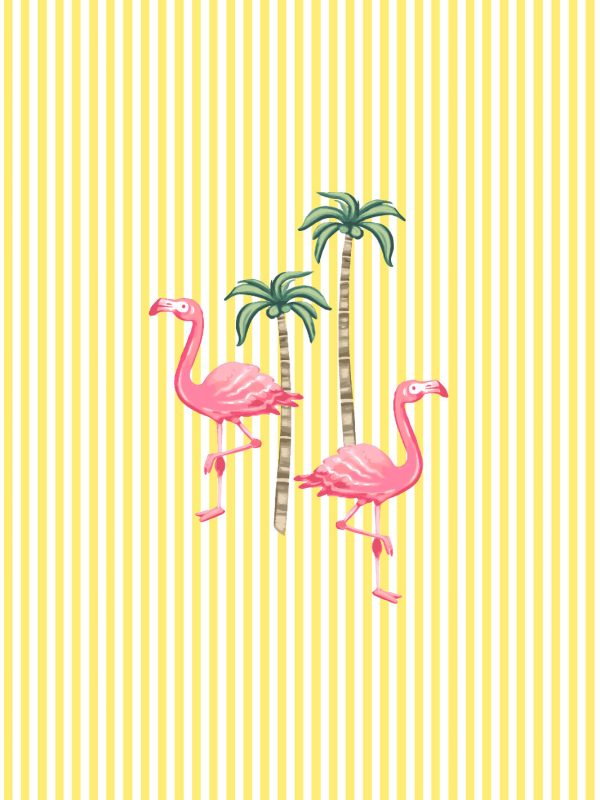 Barbie™ Land Flamingo Pinstripe  Wallpaper by Barbie™ - Yellow Online Hot Sale