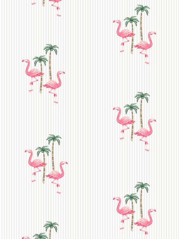 Barbie™ Land Flamingo Pinstripe  Wallpaper by Barbie™ - Sand For Discount