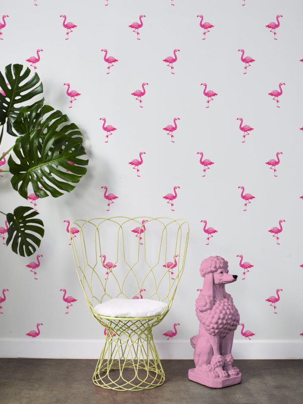 Barbie™ Land Flamingos  Wallpaper by Barbie™ - 219 Pink on White Online Sale