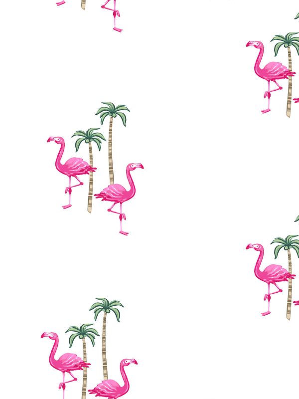 Barbie™ Land Flamingo Palm  Wallpaper by Barbie™ - 219 Pink on White For Cheap