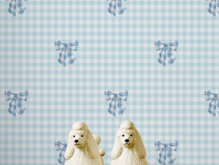 Barbie™ Gingham Bow  Wallpaper by Barbie™ - Cornflower on Sky For Discount