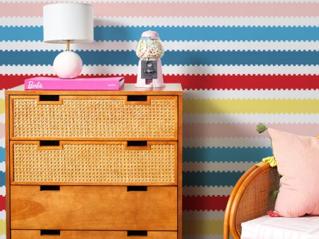 Allan Stripe  Wallpaper by Barbie™ - Red   Blue   Pink For Cheap