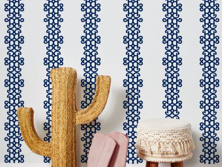 Barbie™ Lace Stripe  Wallpaper by Barbie™ - Navy For Discount