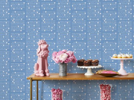 Barbie™ Hearts Print  Wallpaper by Barbie™ - Blue Online Sale