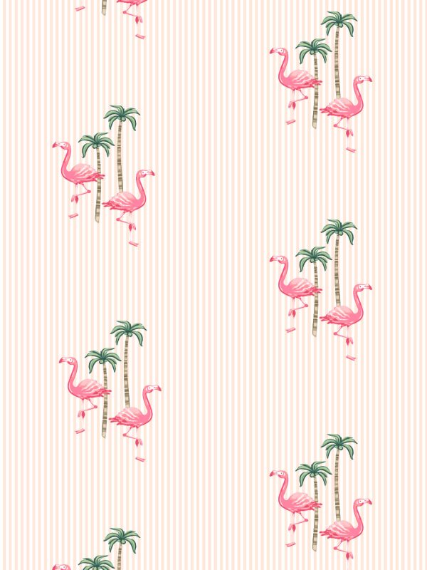 Barbie™ Land Flamingo Pinstripe  Wallpaper by Barbie™ - Peach Fashion