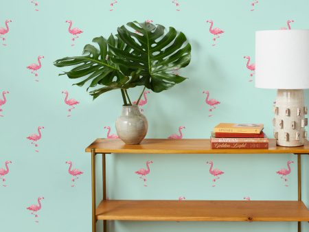 Barbie™ Land Flamingos  Wallpaper by Barbie™ - Robin s Egg For Sale