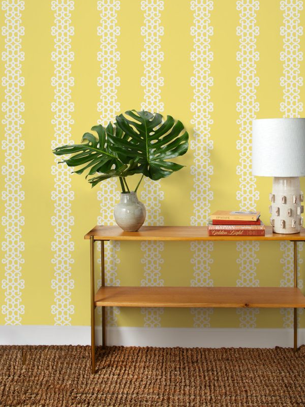 Barbie™ Lace Stripe  Wallpaper by Barbie™ - Yellow Sale