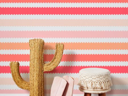 Allan Stripe  Wallpaper by Barbie™ - Watermelon   Peach Sale