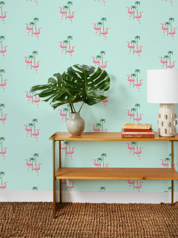 Barbie™ Land Flamingo Palm  Wallpaper by Barbie™ - Robin s Egg Sale