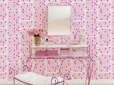 Barbie™ Hearts Print  Wallpaper by Barbie™ - 219 Pink Online Sale