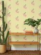 Barbie™ Land Flamingo Pinstripe  Wallpaper by Barbie™ - Yellow Online Hot Sale