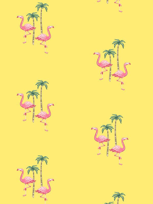 Barbie™ Land Flamingo Palm  Wallpaper by Barbie™ - Yellow Fashion