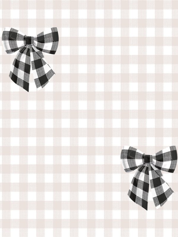 Barbie™ Gingham Bow  Wallpaper by Barbie™ - Black on Oyster Online now