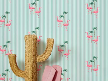 Barbie™ Land Flamingo Pinstripe  Wallpaper by Barbie™ - Mint Supply