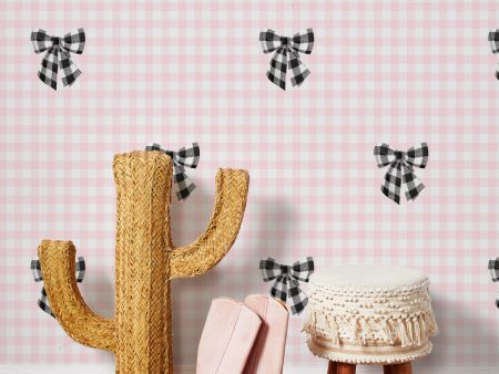 Barbie™ Gingham Bow  Wallpaper by Barbie™ - Black on Ballet Slipper Hot on Sale