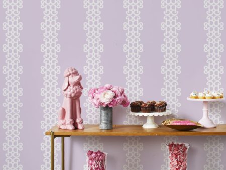 Barbie™ Lace Stripe  Wallpaper by Barbie™ - Lavender Online now