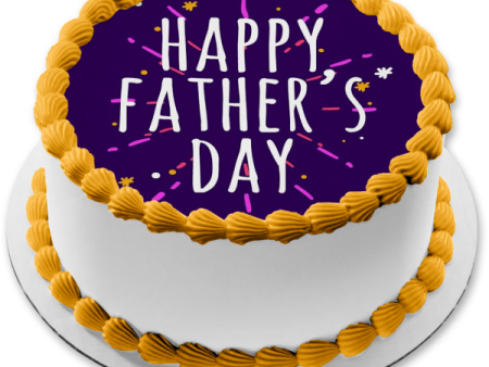 Happy Father s Day Fireworks Purple Background Edible Cake Topper Image ABPID54040 For Discount