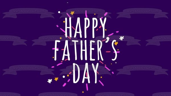 Happy Father s Day Fireworks Purple Background Edible Cake Topper Image ABPID54040 For Discount