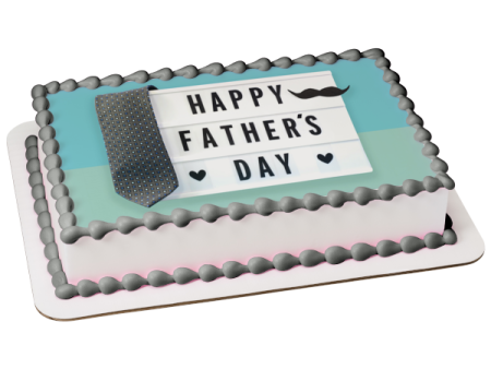 Happy Father s Day Mustache Hearts Tie Edible Cake Topper Image ABPID54052 Online Sale