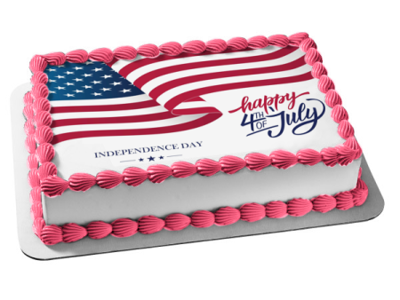 Happy 4th of July Independence Day American Flag Edible Cake Topper Image ABPID54064 For Sale