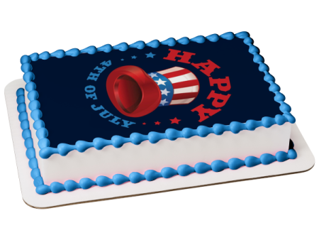 Happy 4th of July Independence Day Stars and Stripes Hat Edible Cake Topper Image ABPID54059 Supply