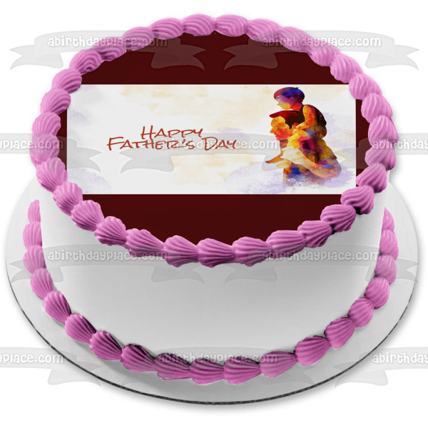 Happy Father s Day Father and Son on His Shoulders Edible Cake Topper Image ABPID54044 Fashion