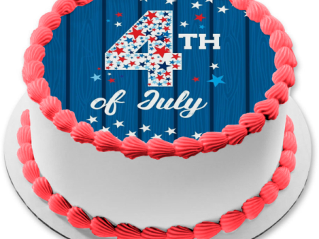 4th of July Independence Day Red White and Blue Stars Edible Cake Topper Image ABPID54061 Discount