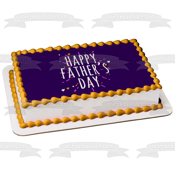 Happy Father s Day Fireworks Purple Background Edible Cake Topper Image ABPID54040 For Discount