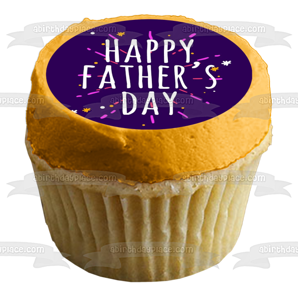 Happy Father s Day Fireworks Purple Background Edible Cake Topper Image ABPID54040 For Discount