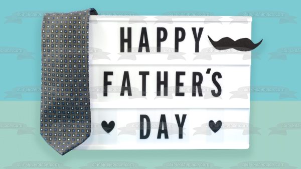 Happy Father s Day Mustache Hearts Tie Edible Cake Topper Image ABPID54052 Online Sale