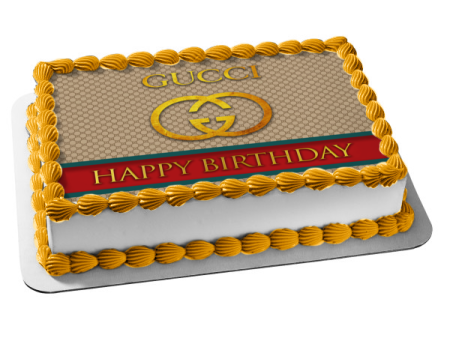 Gucci Logo Happy Birthday Customizable Edible Cake Topper Image ABPID54025 Online now