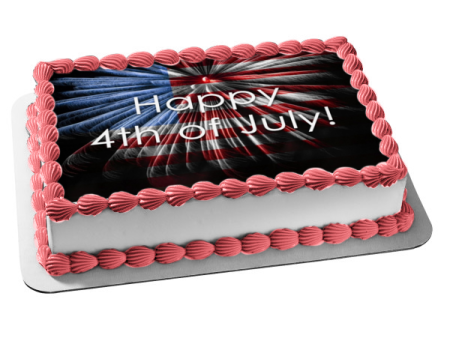 Happy 4th of July American Flag Independence Day Edible Cake Topper Image ABPID54062 Cheap