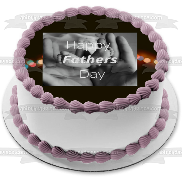 Happy Father s Day Father s Hands and Baby s Feet Edible Cake Topper Image ABPID54042 Cheap