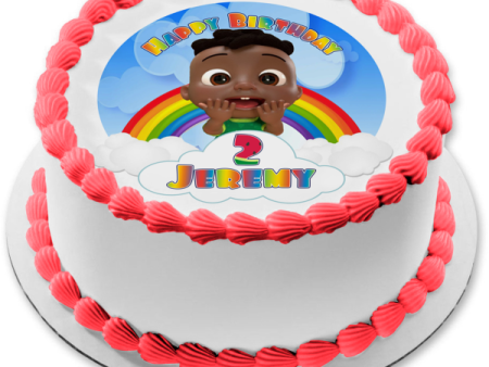 Cocomelon Cody Rainbow Clouds Happy Birthday Your Personalized Name Edible Cake Topper Image ABPID54031 Cheap