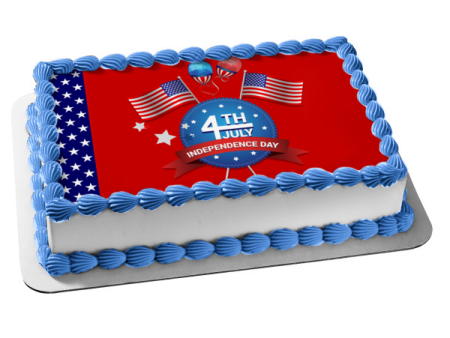 4th of July Independence Day American Flags Balloons Edible Cake Topper Image ABPID54057 Online Sale