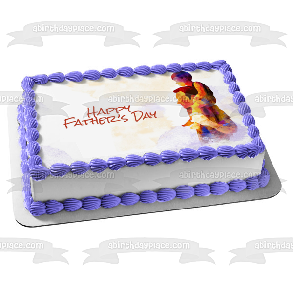 Happy Father s Day Father and Son on His Shoulders Edible Cake Topper Image ABPID54044 Fashion