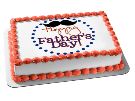 Happy Father s Day Mustache Edible Cake Topper Image ABPID54049 Online now