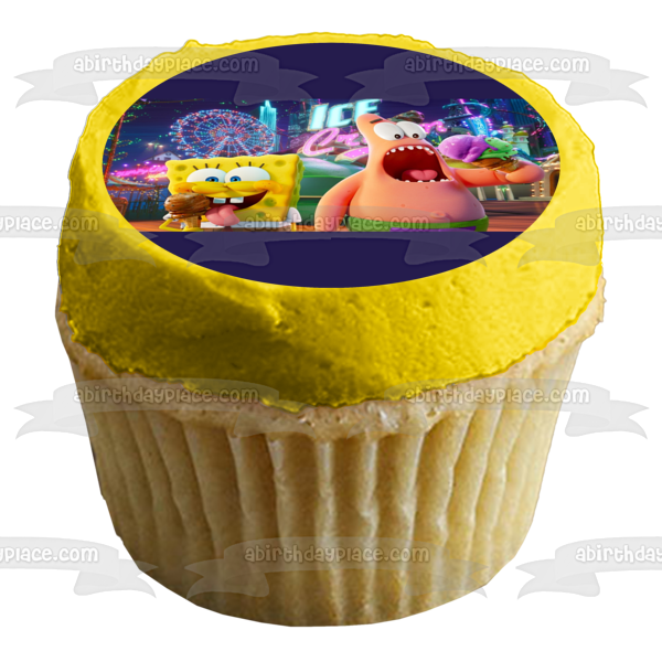 The SpongeBob Movie: Sponge on the Run SpongeBob and Patrick Eating Ice Cream Edible Cake Topper Image ABPID54010 Fashion