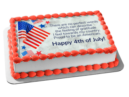 Independence Day Quote Happy 4th of July American Flags Edible Cake Topper Image ABPID54066 Hot on Sale