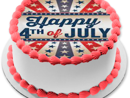 Happy 4th of July Independence Day Red White and Blue Stars Edible Cake Topper Image ABPID54058 Sale