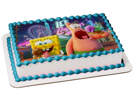 The SpongeBob Movie: Sponge on the Run SpongeBob and Patrick Eating Ice Cream Edible Cake Topper Image ABPID54010 Fashion