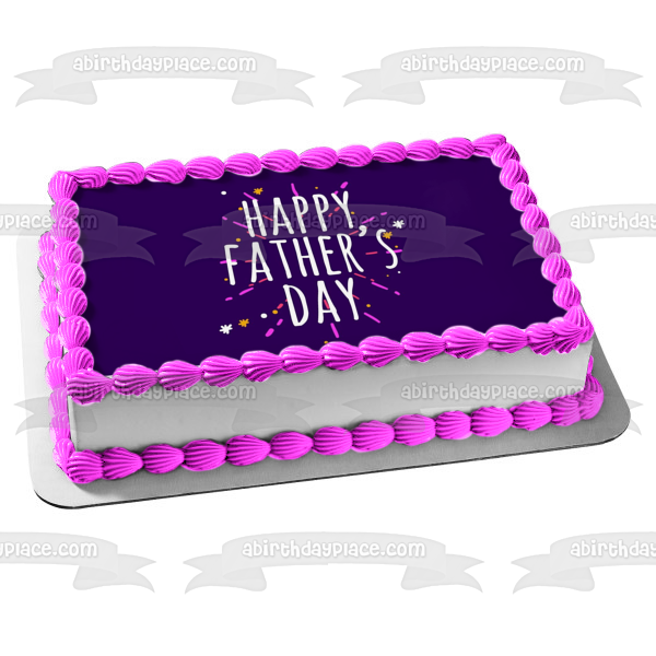 Happy Father s Day Fireworks Purple Background Edible Cake Topper Image ABPID54040 For Discount