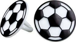 Flat Soccer Ball Cupcake Rings (12ct) For Sale